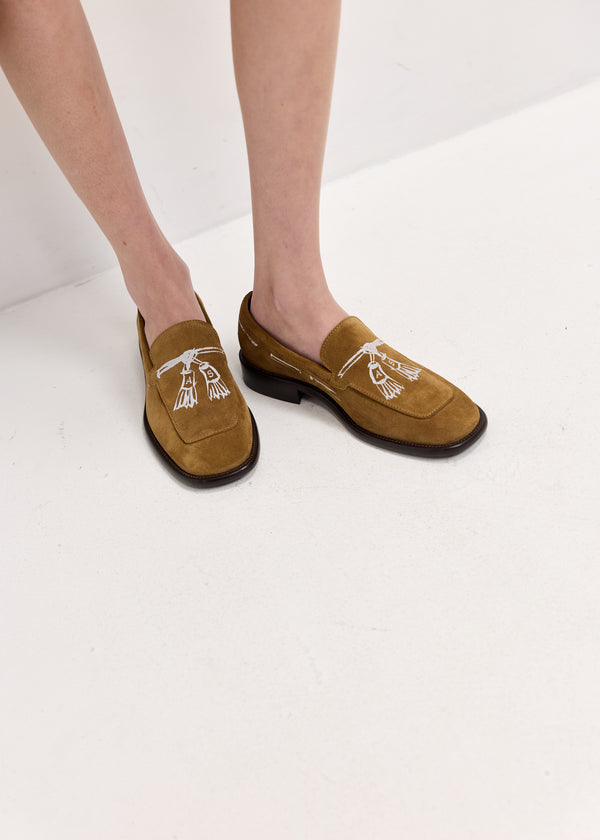 Printed Suede Loafers