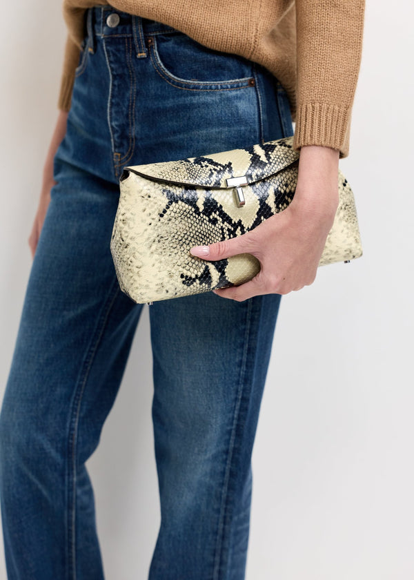 TOTEME | T-Lock Python-Embossed Clutch | Handbags