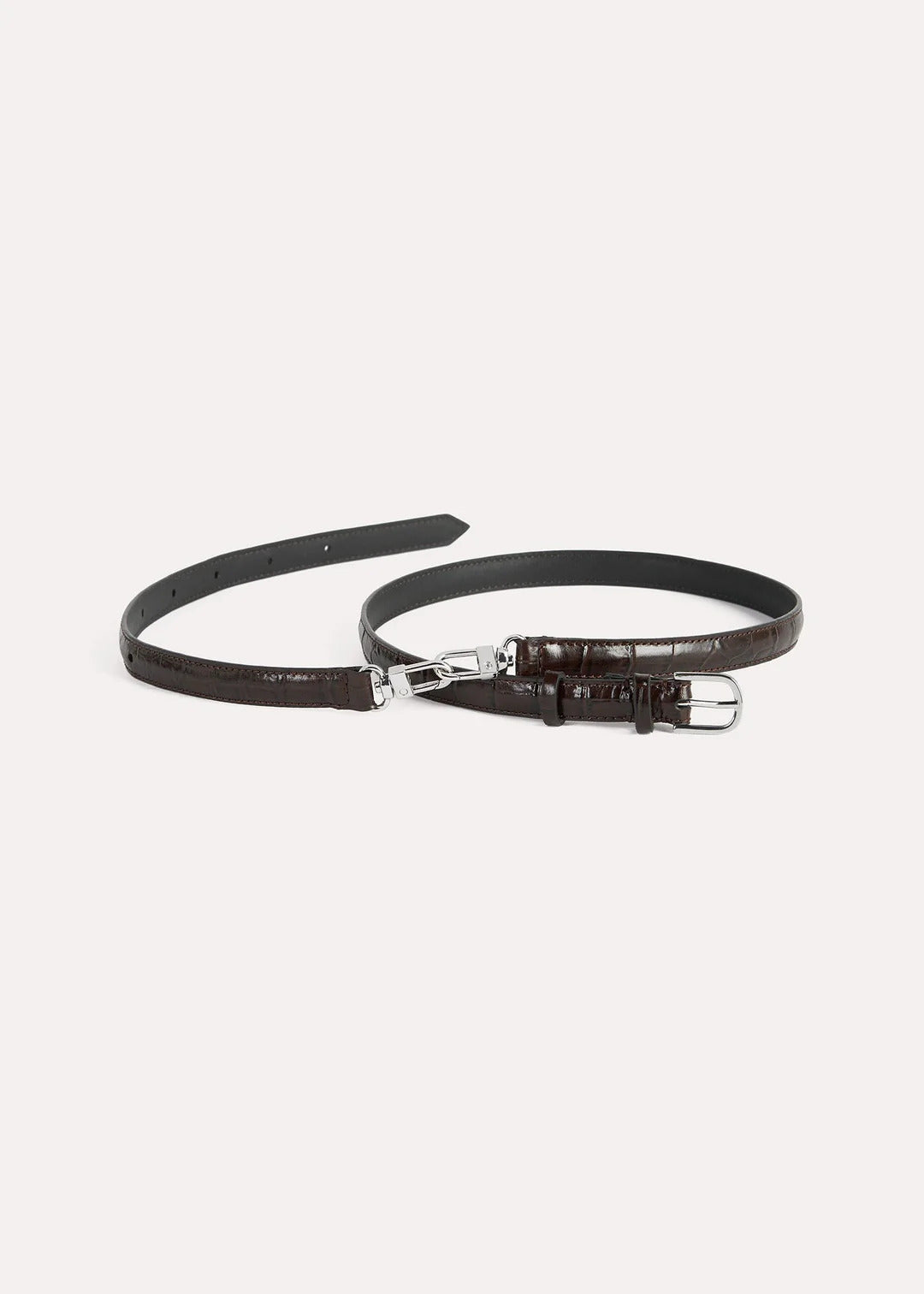 Double clasp leather belt