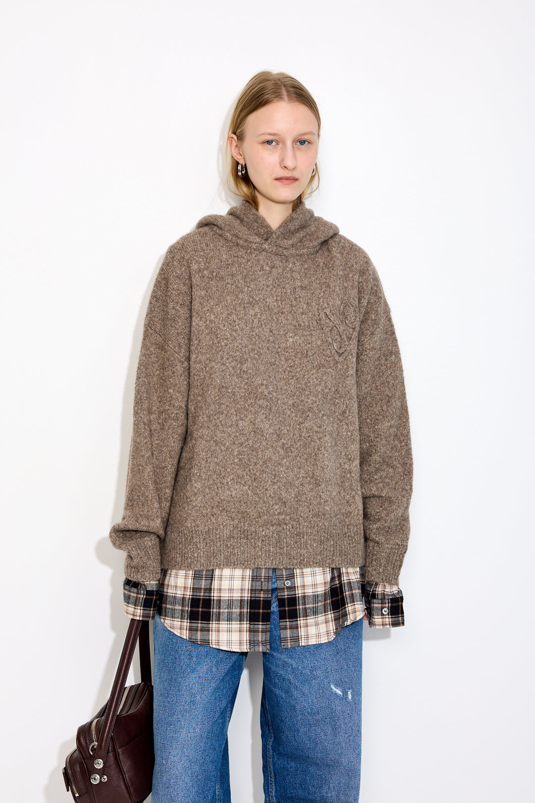 Layered wool hoodie