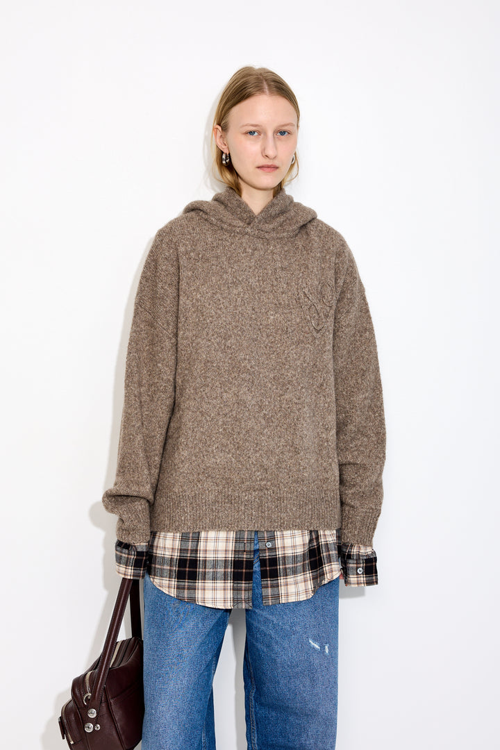 Layered wool hoodie