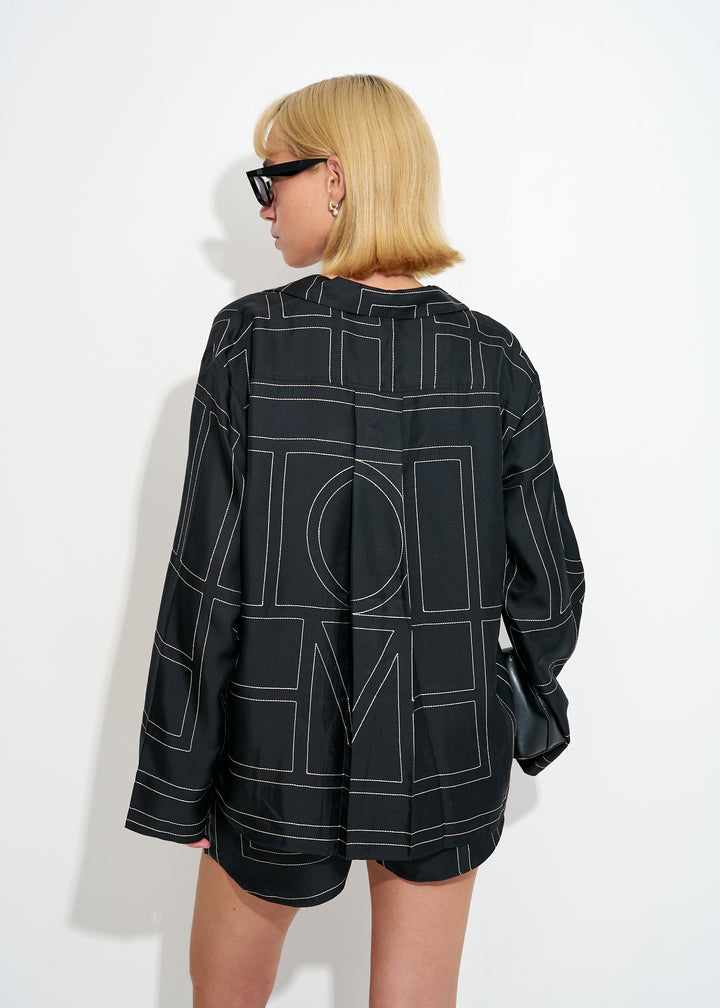 Monogram Silk Pj Top