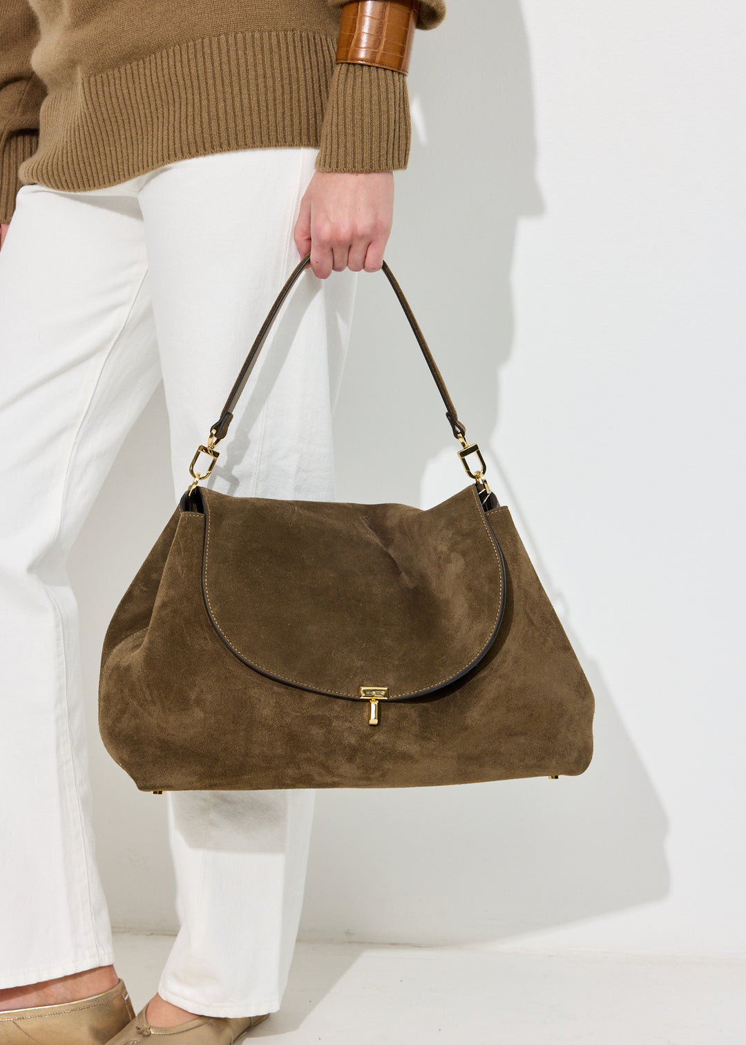 T-Lock Suede Satchel