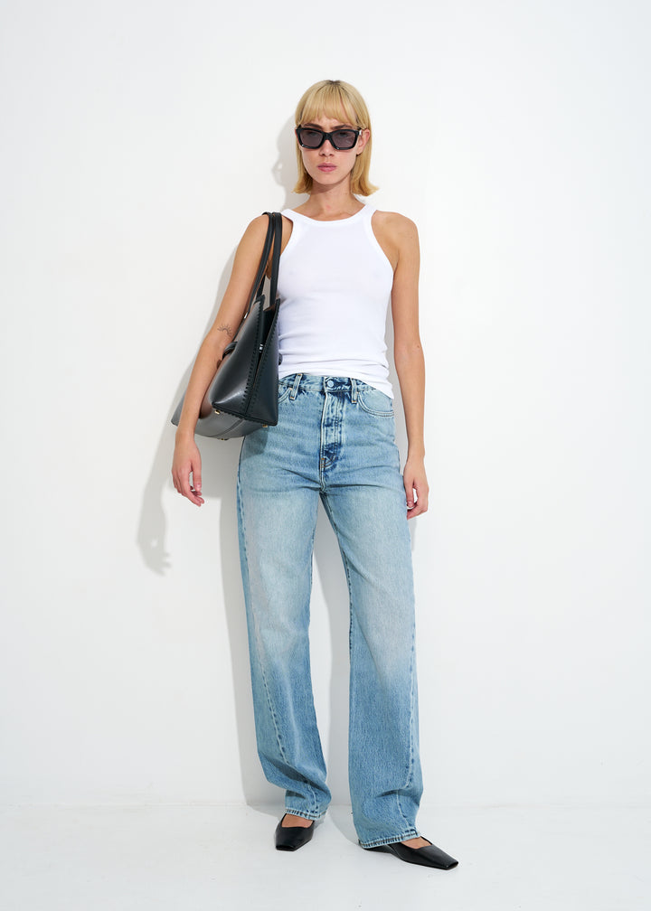 Twisted seam denim full length