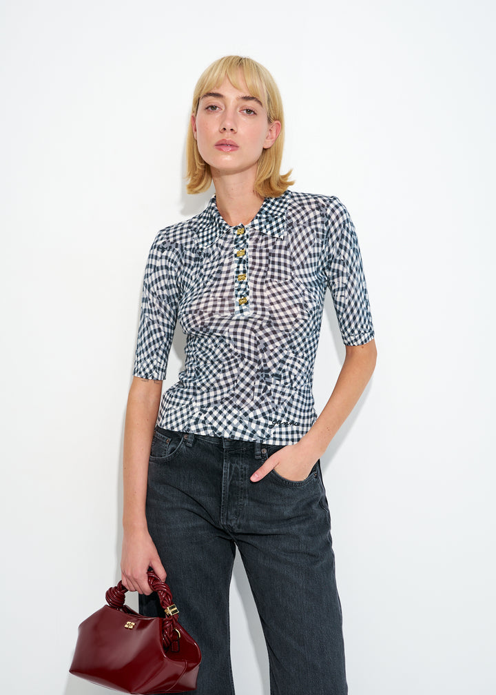 Sheer Cotton Printed Polo
