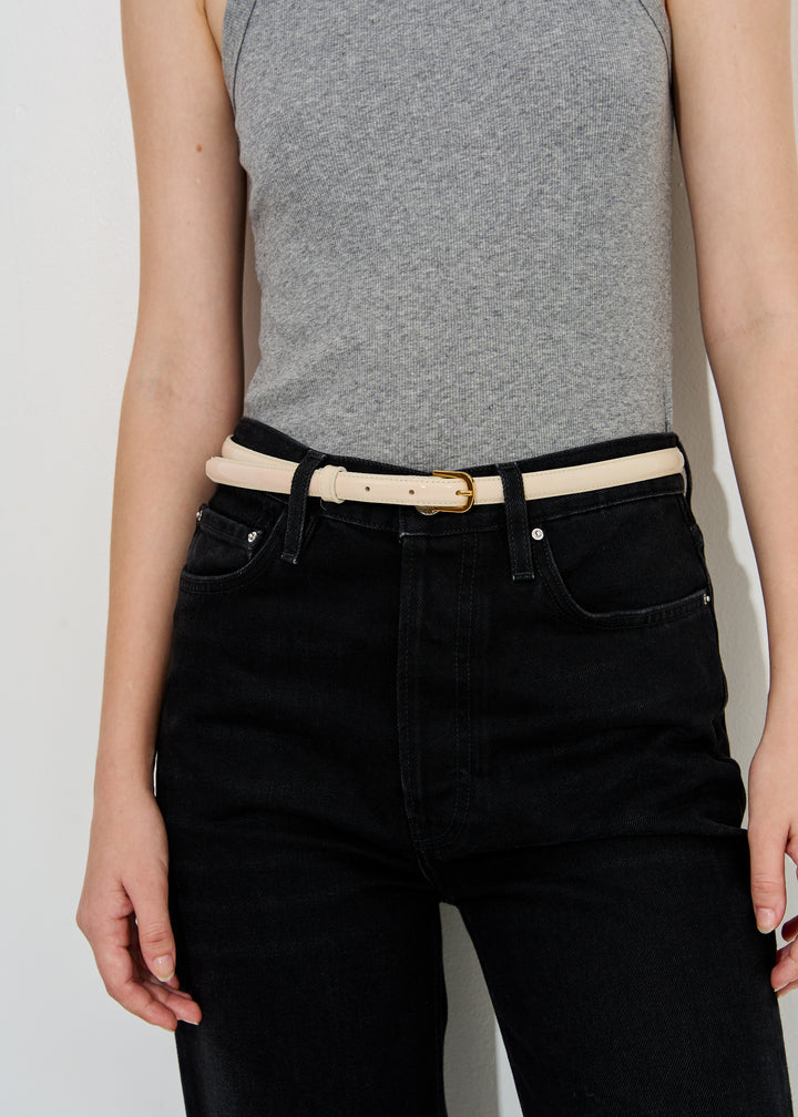 Thin patent-leather trouser belt