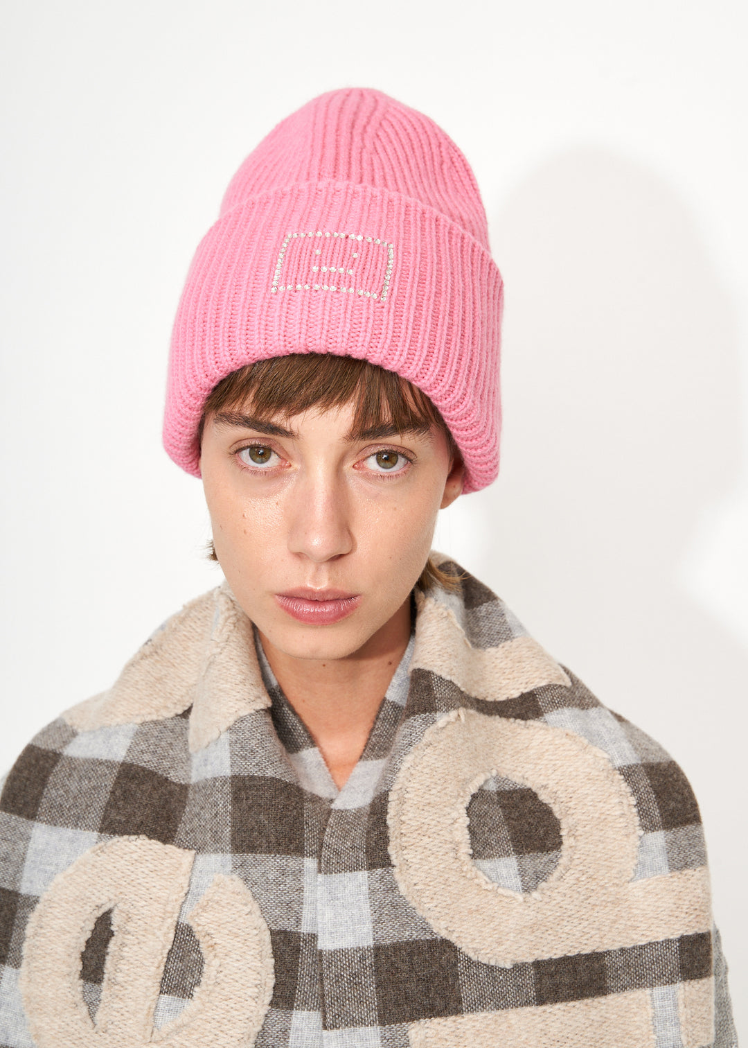 Embellished face logo beanie