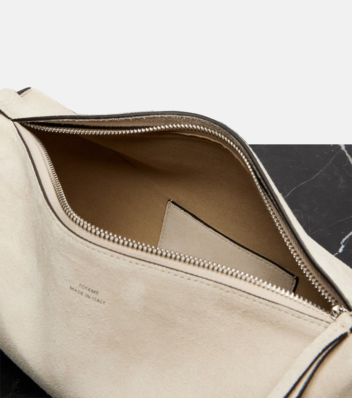 Belted Suede Clutch