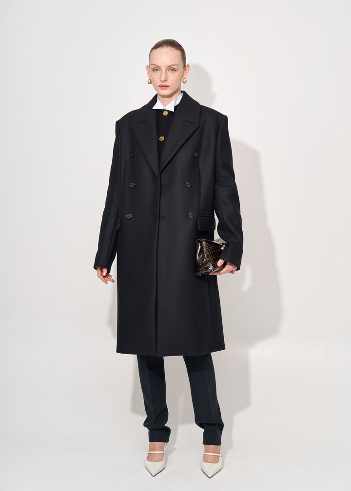 Broad midi coat