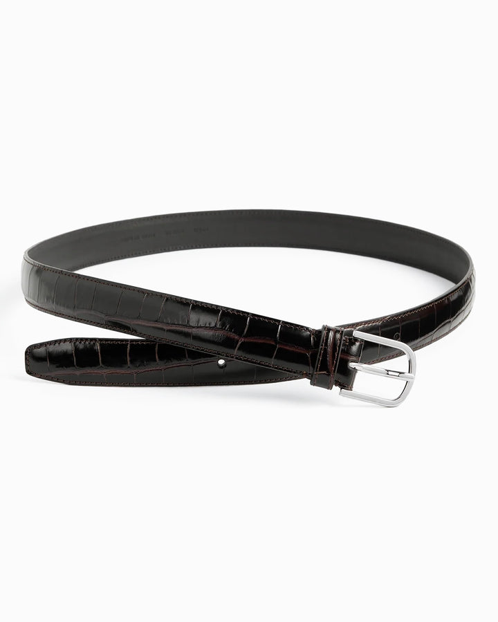 SLIM CROCO-EMBOSSED BELT