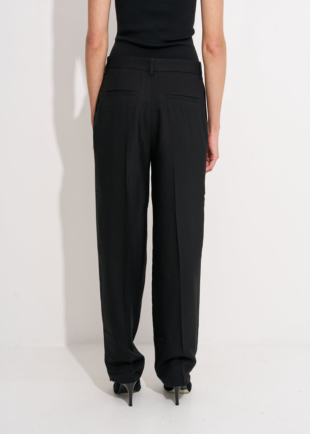 Double-Pleat Straight Trousers