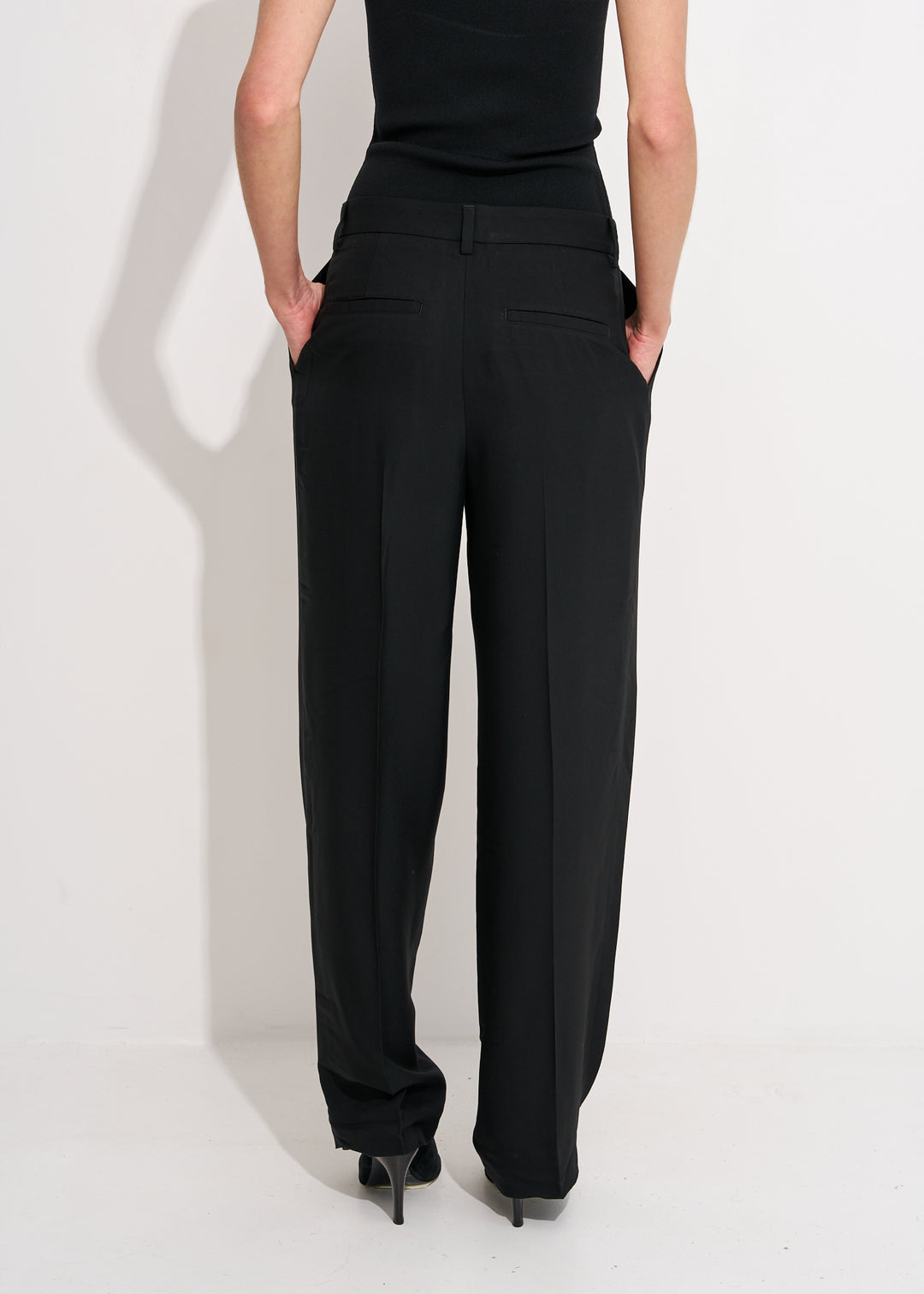 Double-Pleat Straight Trousers