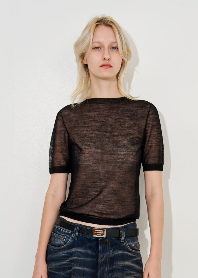 Sheer knit t-shirt