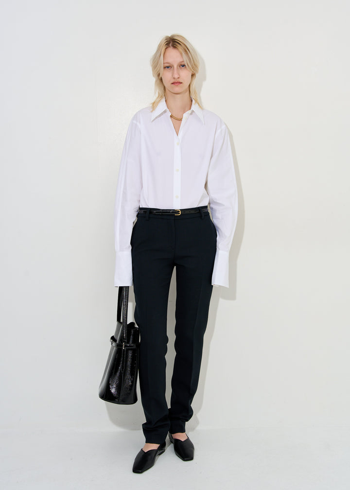 Thin patent-leather trouser belt