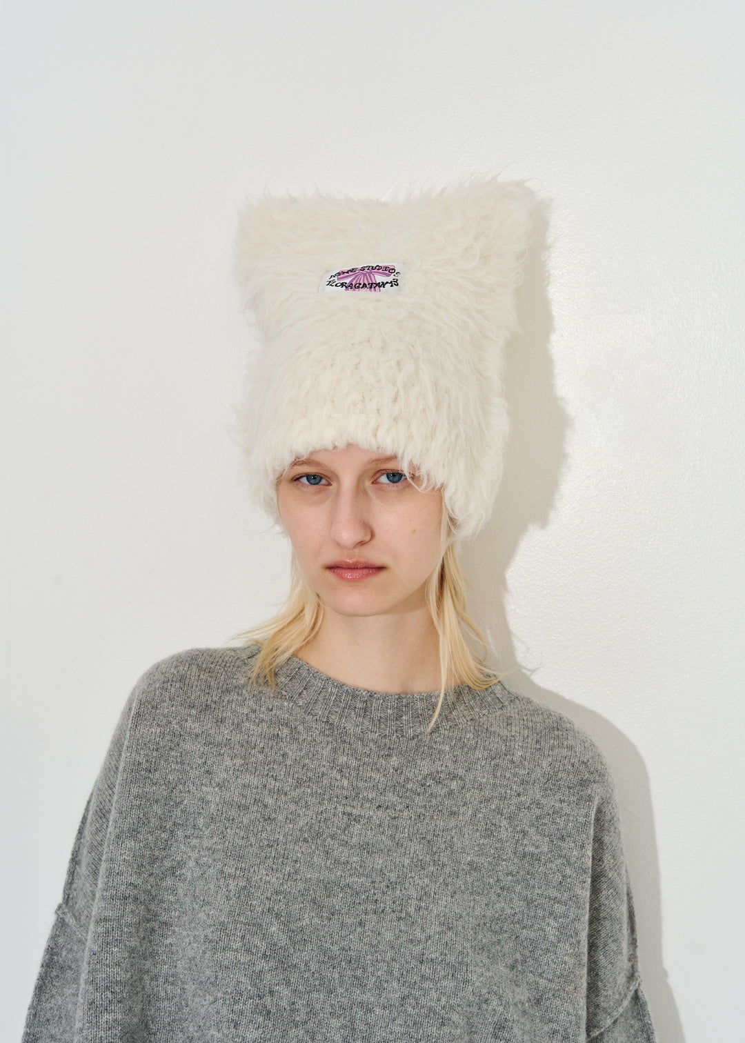 Fluffy square beanie