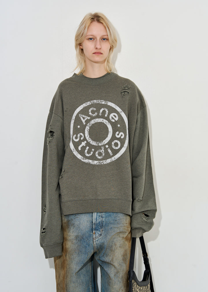 Sweatshirt logo print distressed