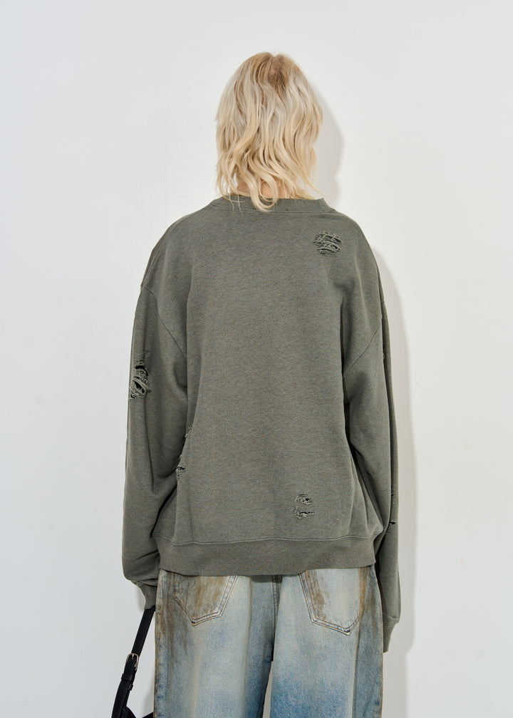 Sweatshirt logo print distressed