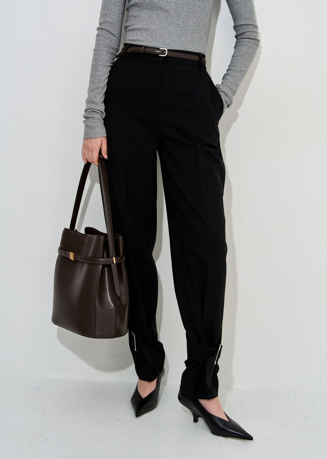 Buckled slouch trousers