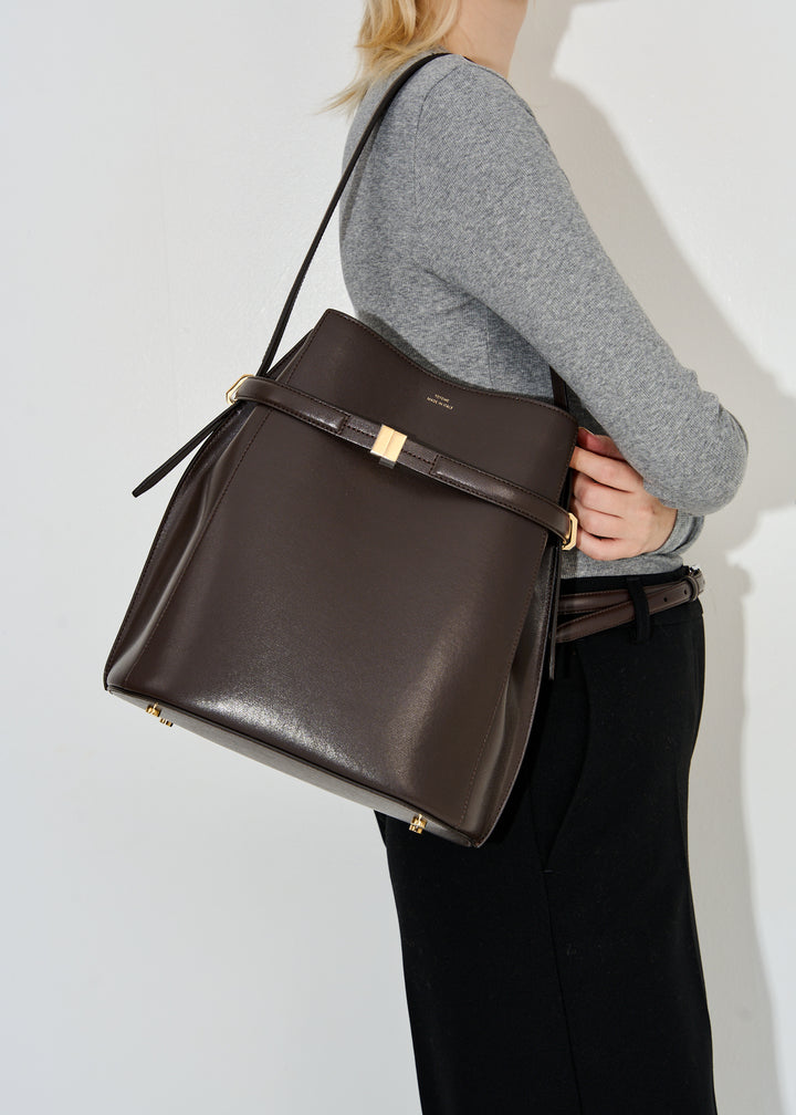 Belted bucket bag