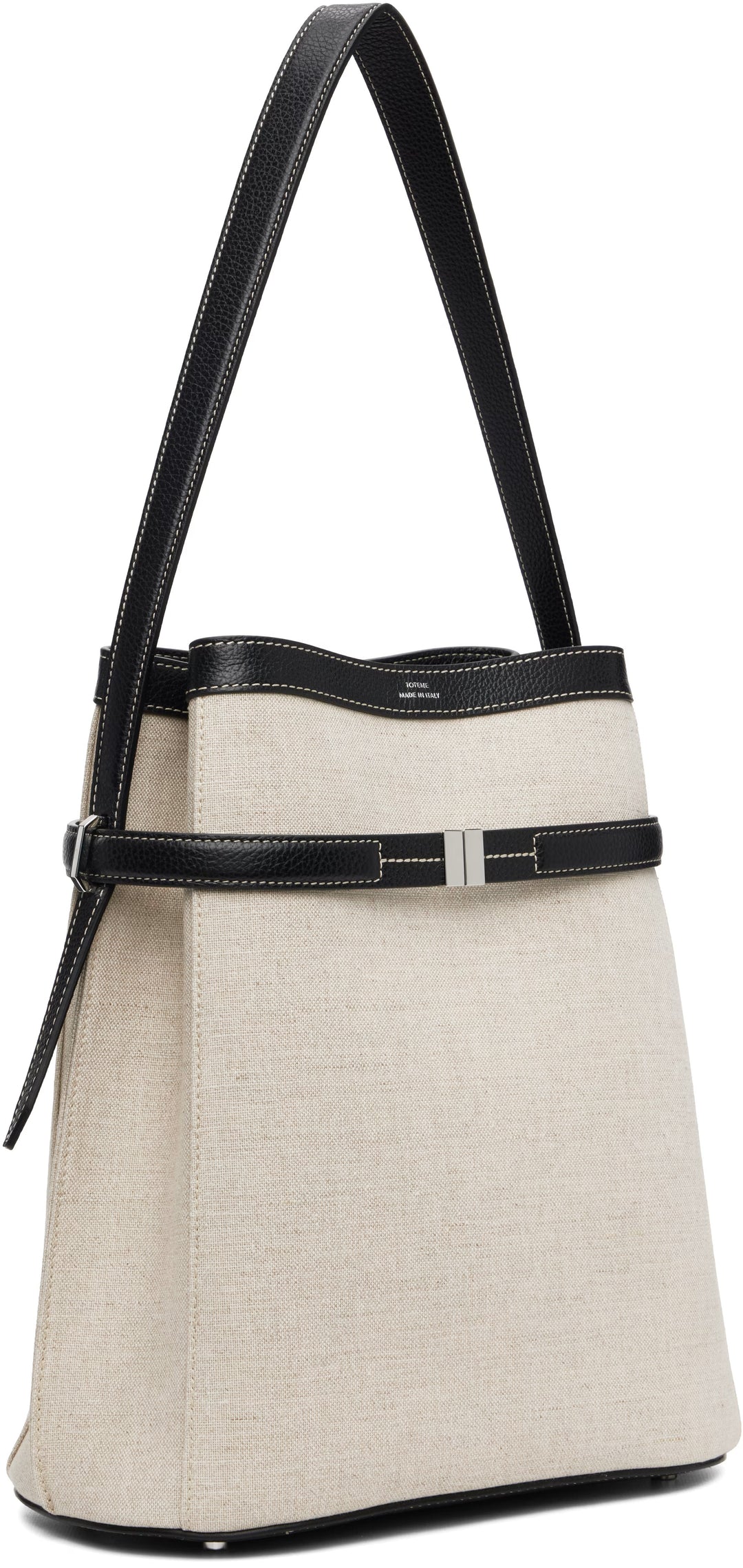 Belted canvas bucket bag
