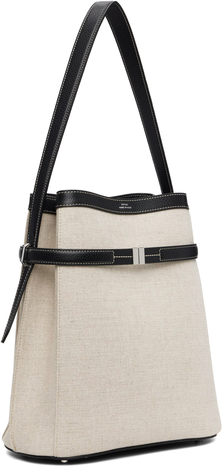 Belted canvas bucket bag