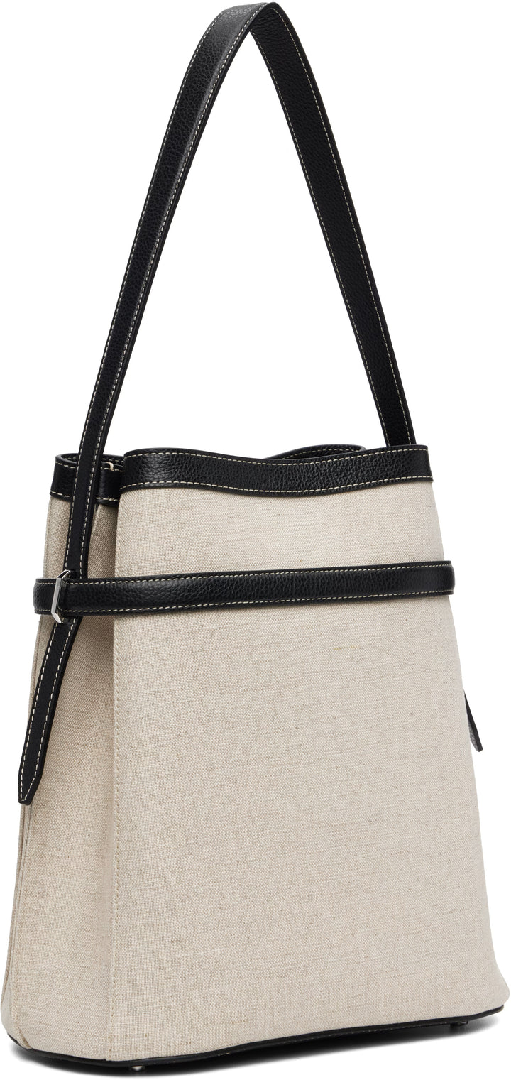 Belted canvas bucket bag