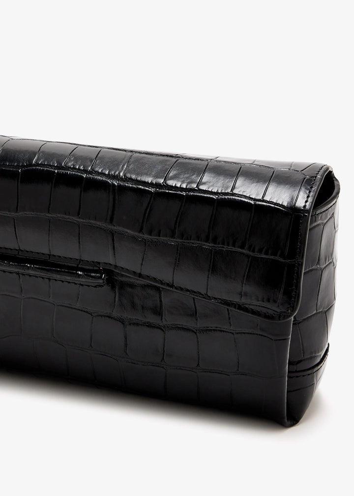 Soft croco-embossed T-Clutch