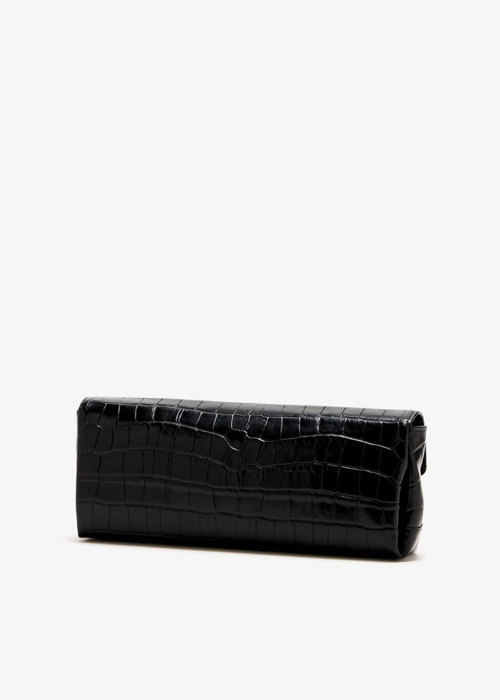 Soft croco-embossed T-Clutch