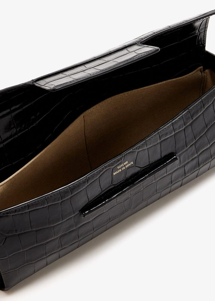 Soft croco-embossed T-Clutch