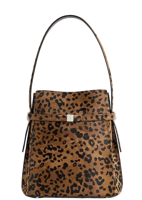 Belted pony hair bucket bag