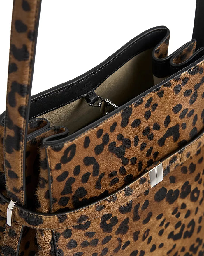 Belted pony hair bucket bag