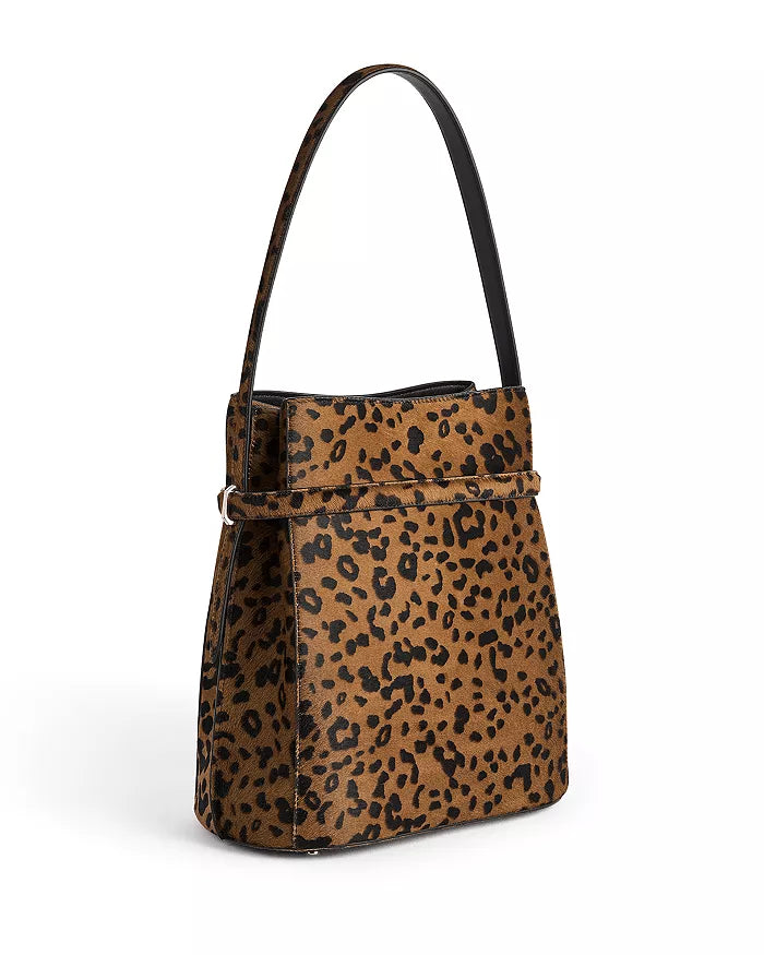 Belted pony hair bucket bag