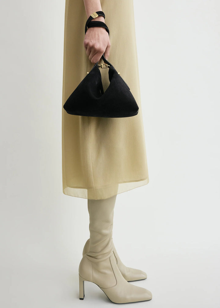 Bevel suede wristlet