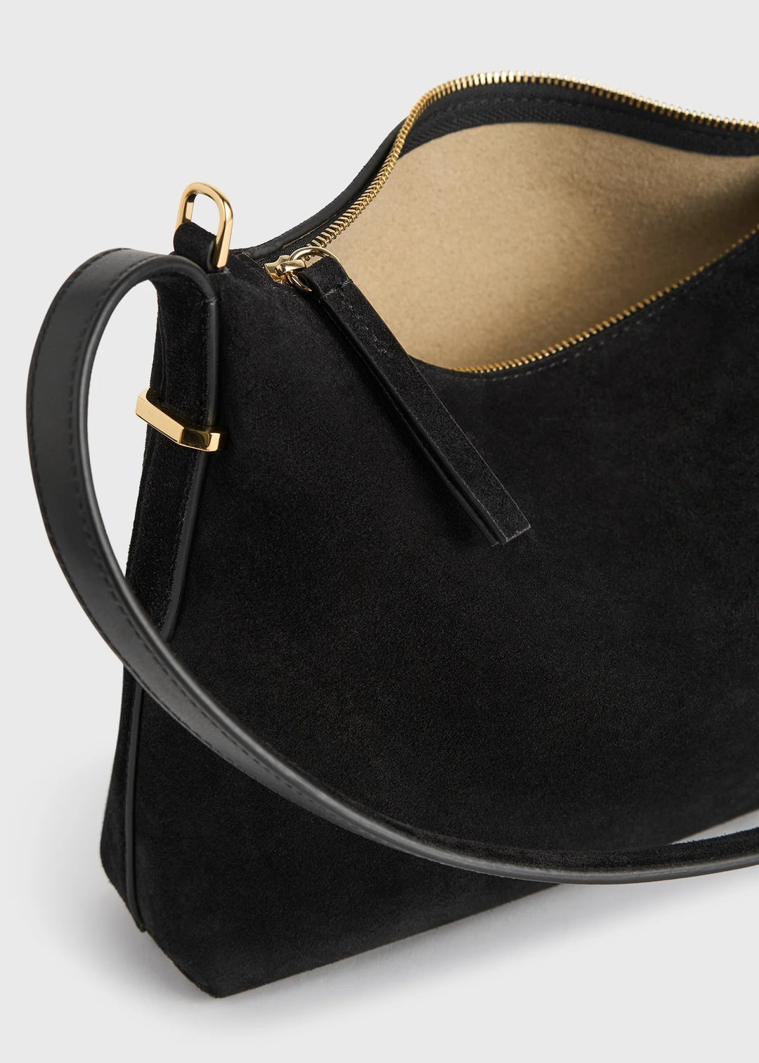 Bevel suede wristlet