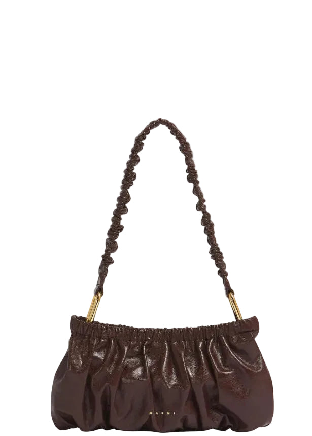Leather Gathered Clutch|MARNI|HANDBAGS