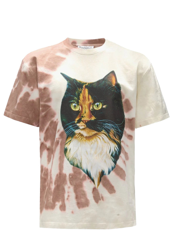 Cat print tie dye t-shirt