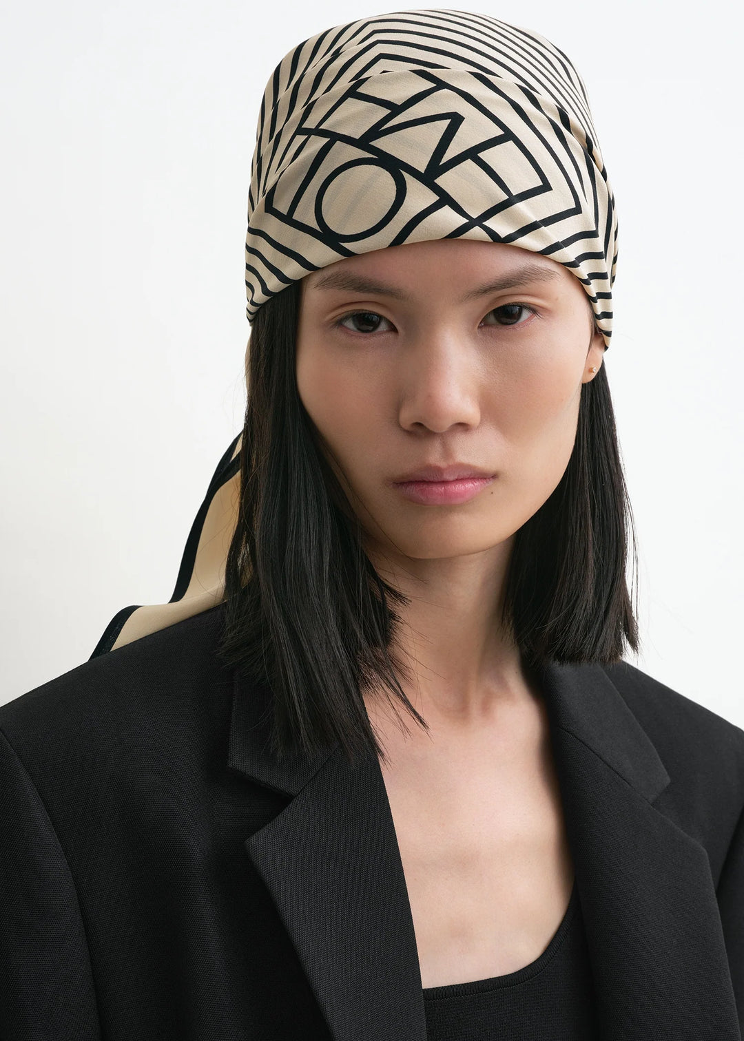 Centered monogram silk scarf