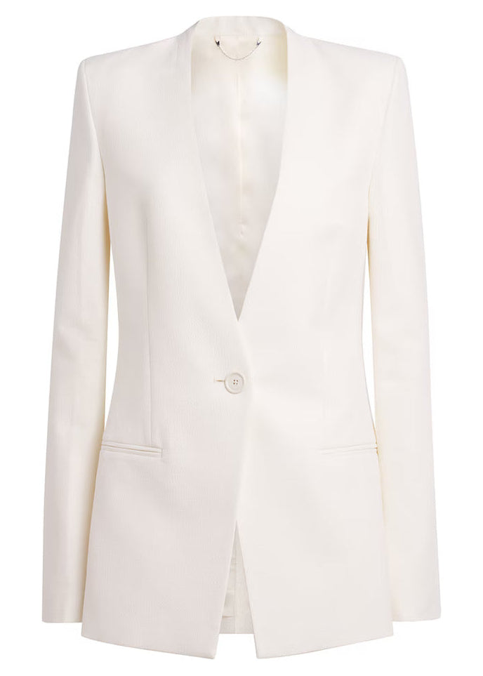 Collarless Basketweave Blazer