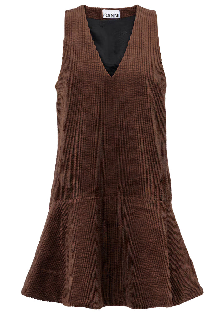 Corduroy V-neck Mini Dress