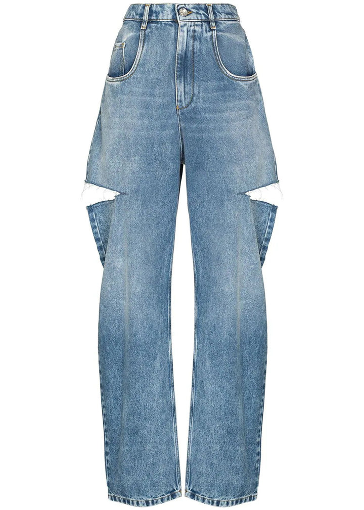 Denim jeans with slash details