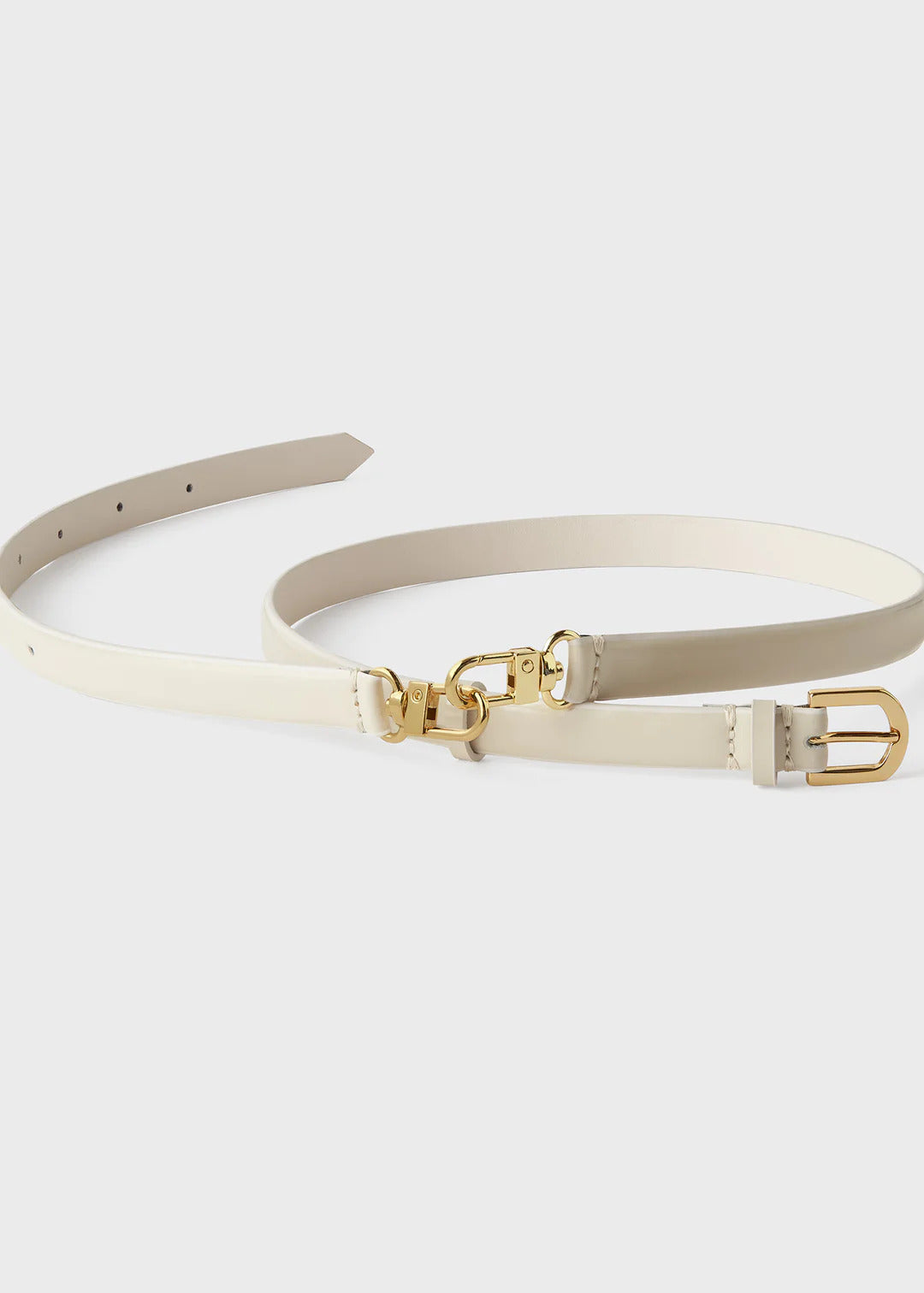 Double clasp leather belt