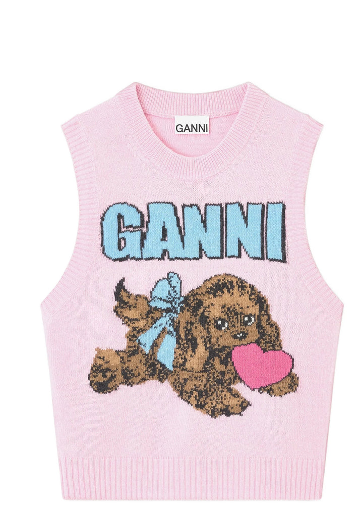 Graphic Wool Mix Pink Puppy VEST
