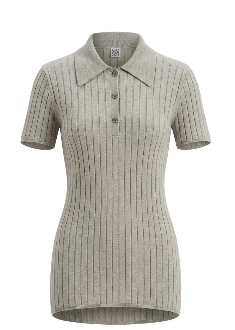Ribbed Cashmere Silk Polo