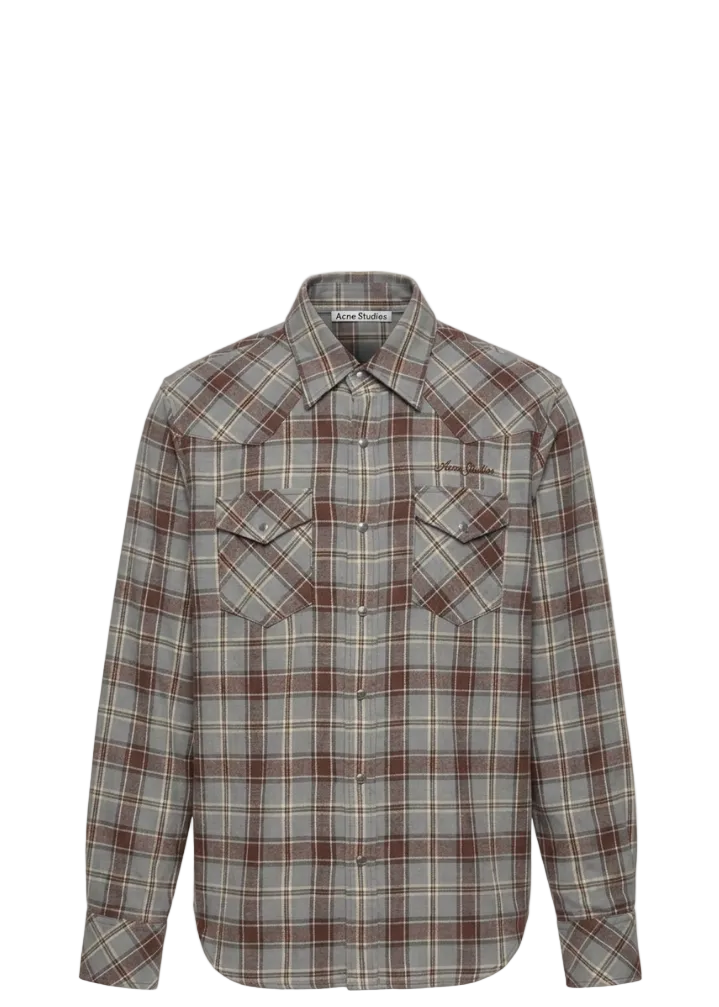 Flannel Check Button-Up Shirt