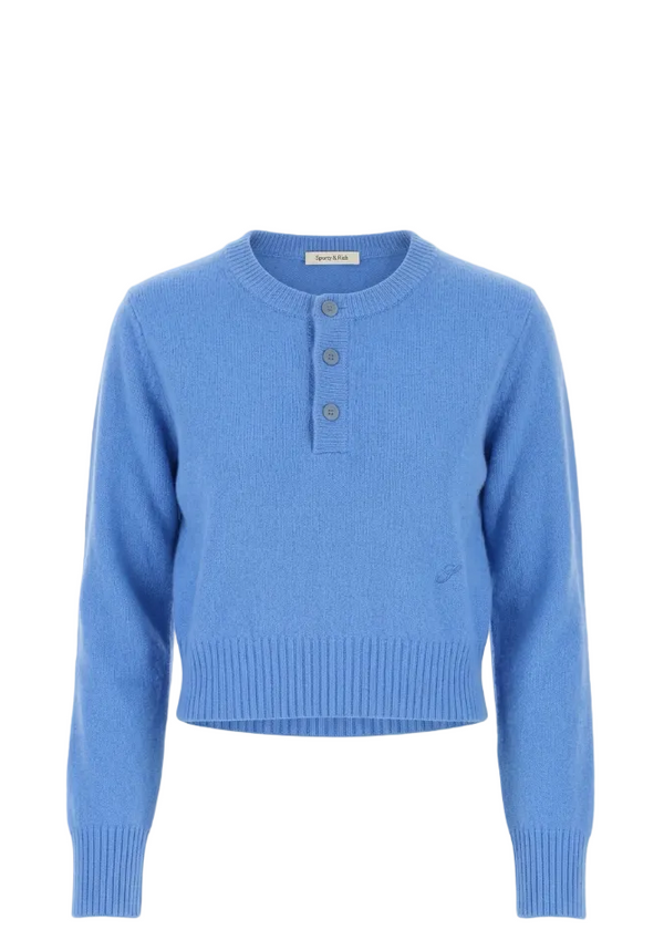 Iba S Logo Cashmere Henley|sporty&rich|knitwear