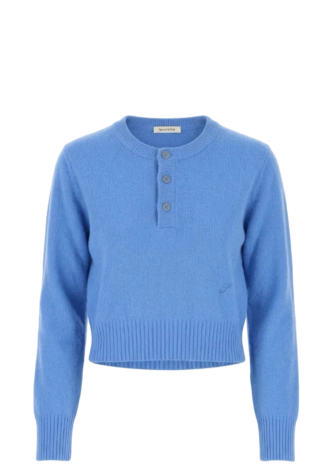Iba S Logo Cashmere Henley|sporty&rich|knitwear