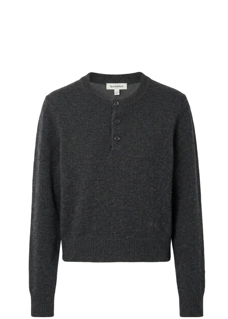 Iba S Logo Cashmere Henley|sporty&rich|knitwear