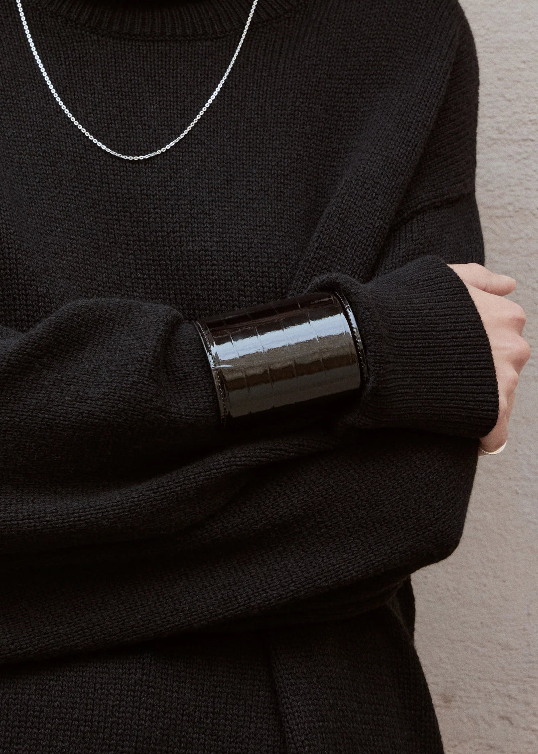 Long croco-embossed cuff