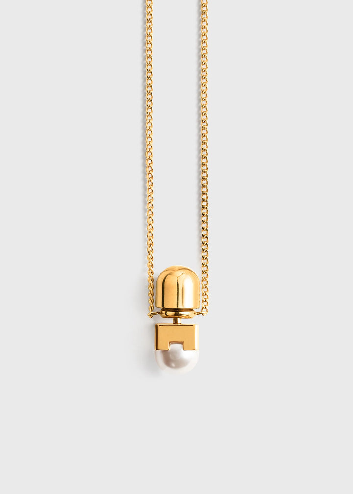 Long faux pearl necklace