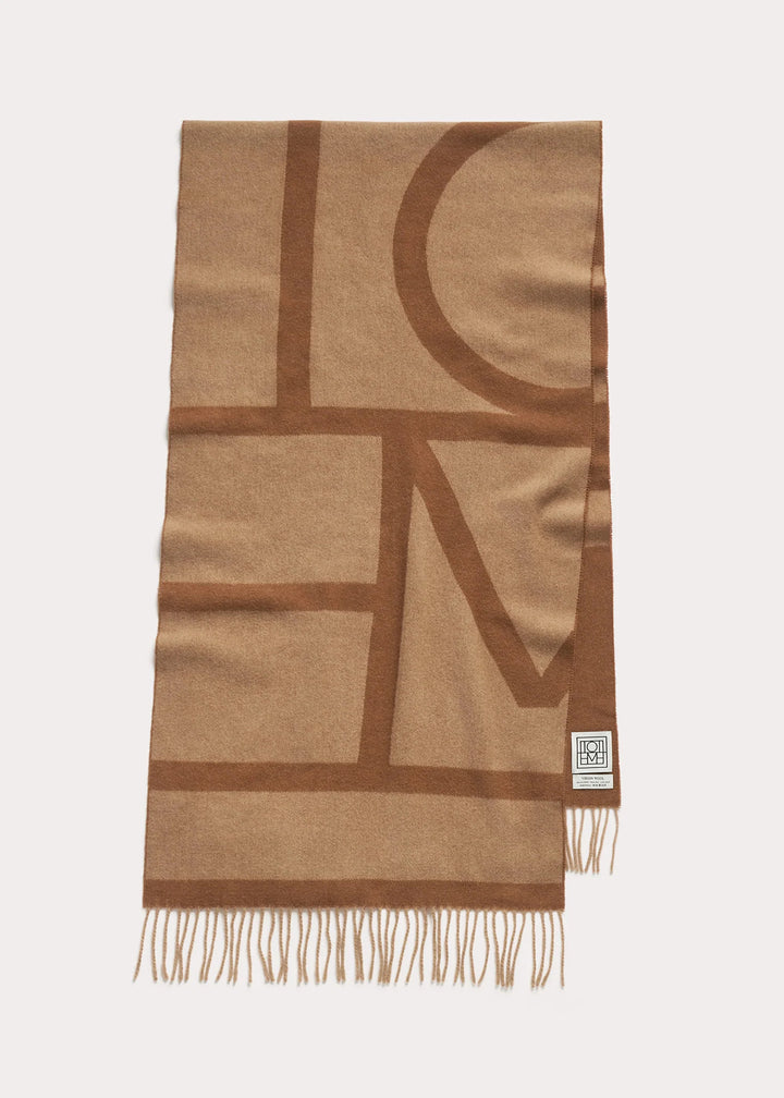 Monogram jacquard wool scarf